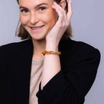 bratara culoare coniac si inchizatoare din argint