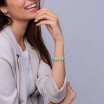bratara verde menta cu elemente din argint