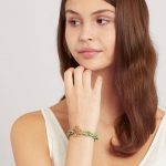 Bratara verde pastel cu trifoi din bronz 2