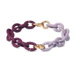 Bratara bordo si violet pastel cu inimi si inchizatoare din bronz