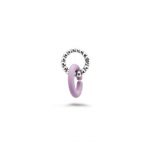 cercel din argint cu link de cauciuc violet pastel