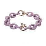 bratara violet pastel cu inchizatoare si element flow din bronz