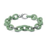Bratara verde pastel cu linkuri si inchizatoare din argint
