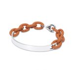 Bratara bangle din argint cu linkuri coniac din cauciuc