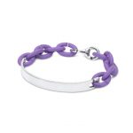 bratara bangle din argint cu linkuri mov din cauciuc