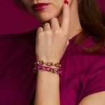 Bratari din bronz cu linkuri culoare fucsia