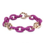 bratara fucsia si elemente ondulate din bronz