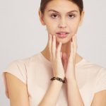 Bratara neagra cu linkuri din bronz