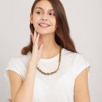 colier culoare kaki cu linkuri din bronz X Jewellery