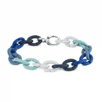 bratara X Jewellery din cauciuc in nuante de albastru si inchizatoare din argint