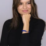 bratara albastru cobalt X Jewellery cu link din bronz