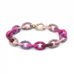 BRĂȚARĂ CAUCIUC CURCUBEU ROZ PASTEL ȘI ÎNCHIZĂTOARE BRONZ
