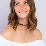 Chocker Curcubeu din cauciuc colorat in nuante inchise