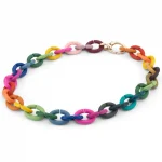Chocker Rainbow din cauciuc colorat si inchizatoare din bronz