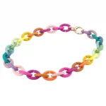 Chocker Curcubeu din cauciuc colorat si inchizatoare din bronz
